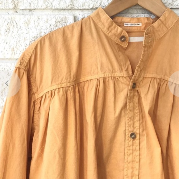 Mother Mustard Button-Up Blouse 100% Cotton Size Large - Picture 4 of 8